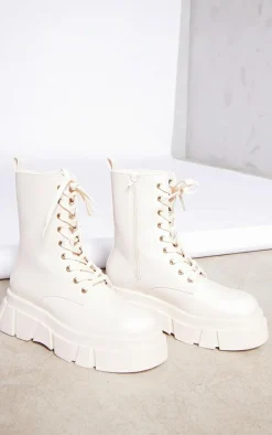 PrettyLittleThing Ankle Boots*Cleated Angled Chunky Sole Lace Up Ankle Boots