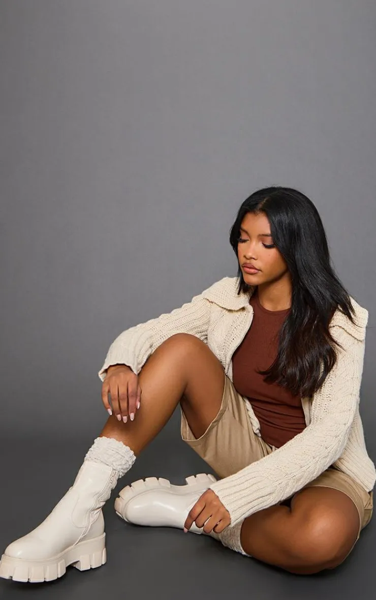 PrettyLittleThing Ankle Boots*Cleated Sole Ankle Sock Boots