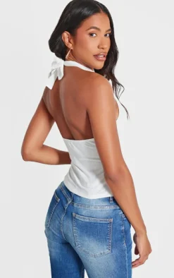 PrettyLittleThing Snatched*Contour Jersey Ruched Halterneck Long Top