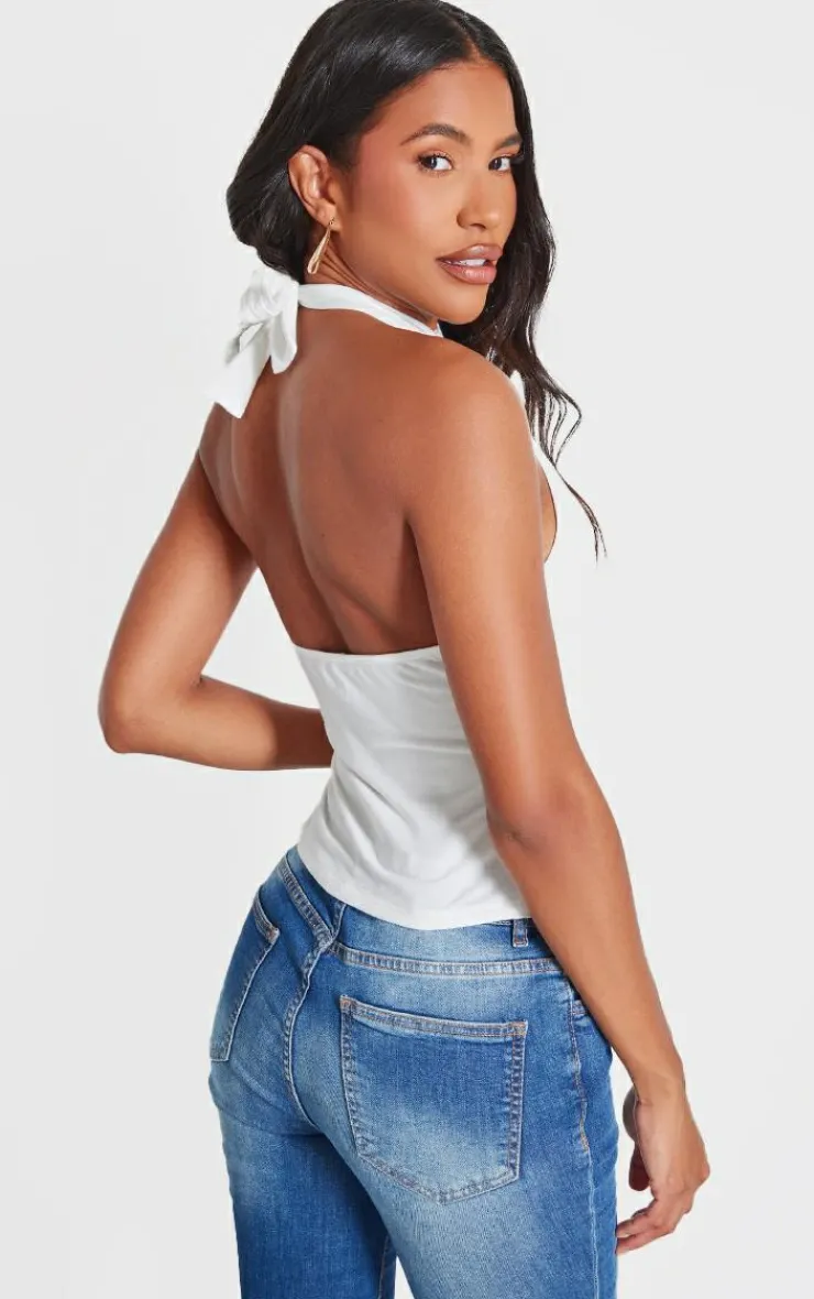 PrettyLittleThing Snatched*Contour Jersey Ruched Halterneck Long Top