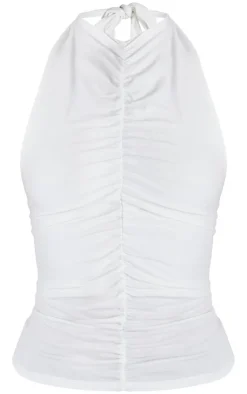 PrettyLittleThing Snatched*Contour Jersey Ruched Halterneck Long Top
