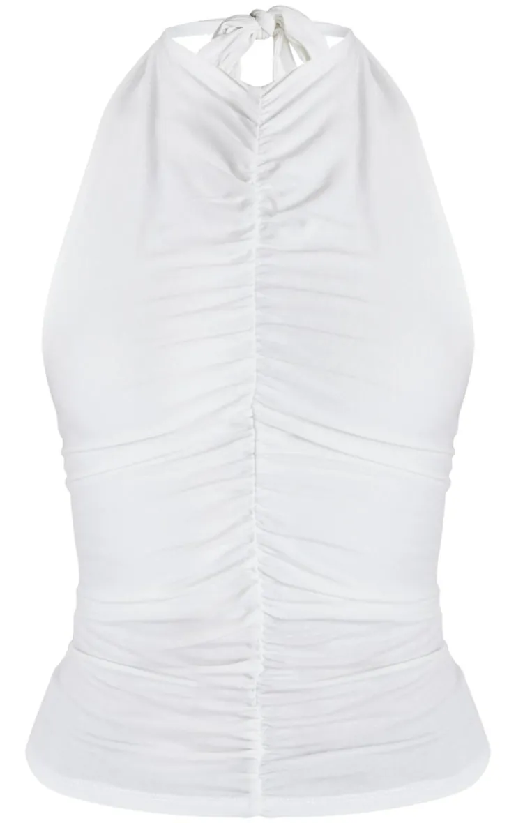 PrettyLittleThing Snatched*Contour Jersey Ruched Halterneck Long Top