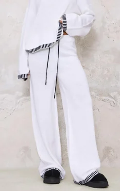 PrettyLittleThing Knitted Two Piece Sets*Contrast Stitch Detail Knit Drawstring Waist Pants