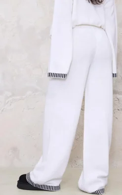 PrettyLittleThing Knitted Two Piece Sets*Contrast Stitch Detail Knit Drawstring Waist Pants