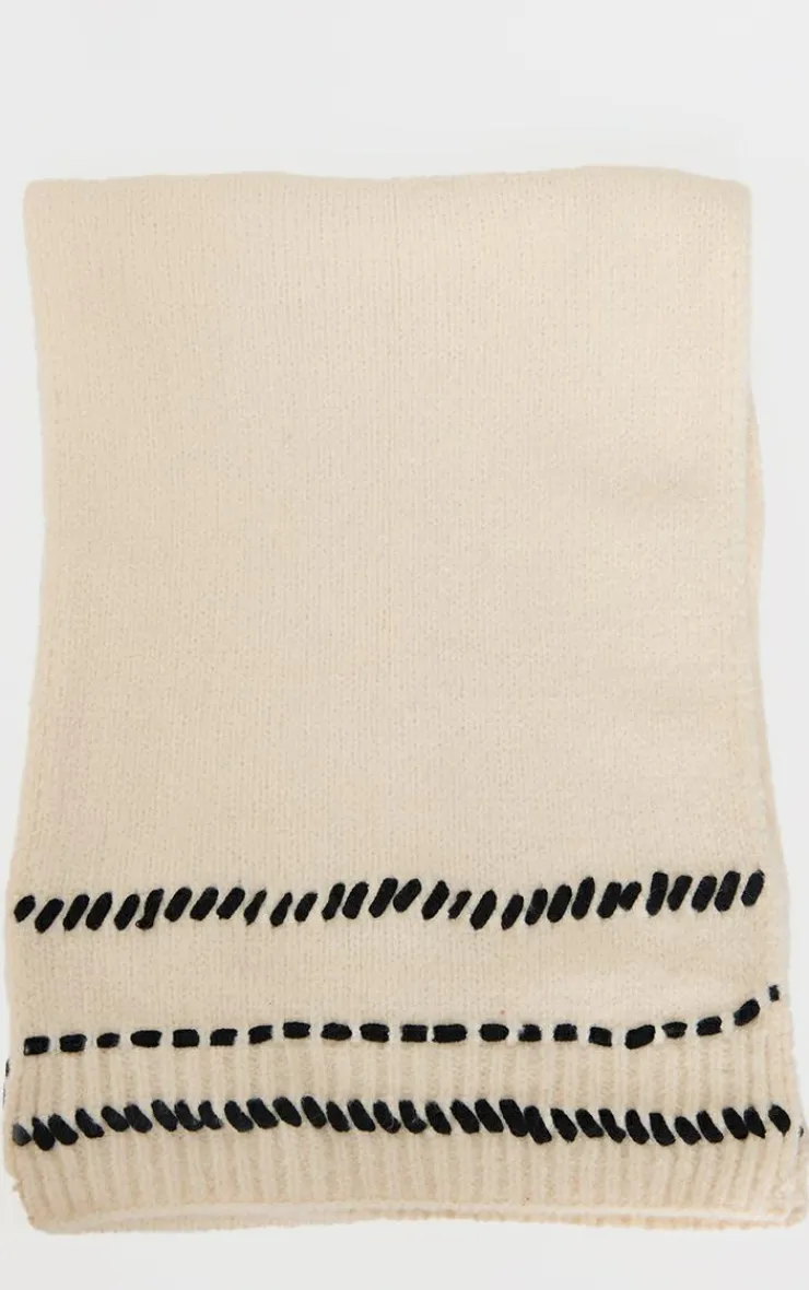 PrettyLittleThing Scarves & Gloves*Contrast Stitch Knit Scarf