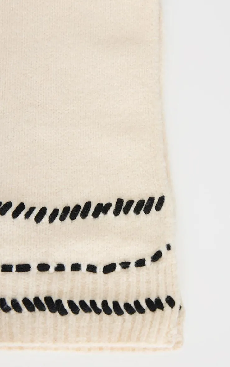 PrettyLittleThing Scarves & Gloves*Contrast Stitch Knit Scarf