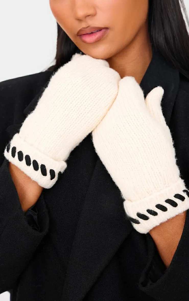 PrettyLittleThing Scarves & Gloves*Contrast Stitch Knit Mittens