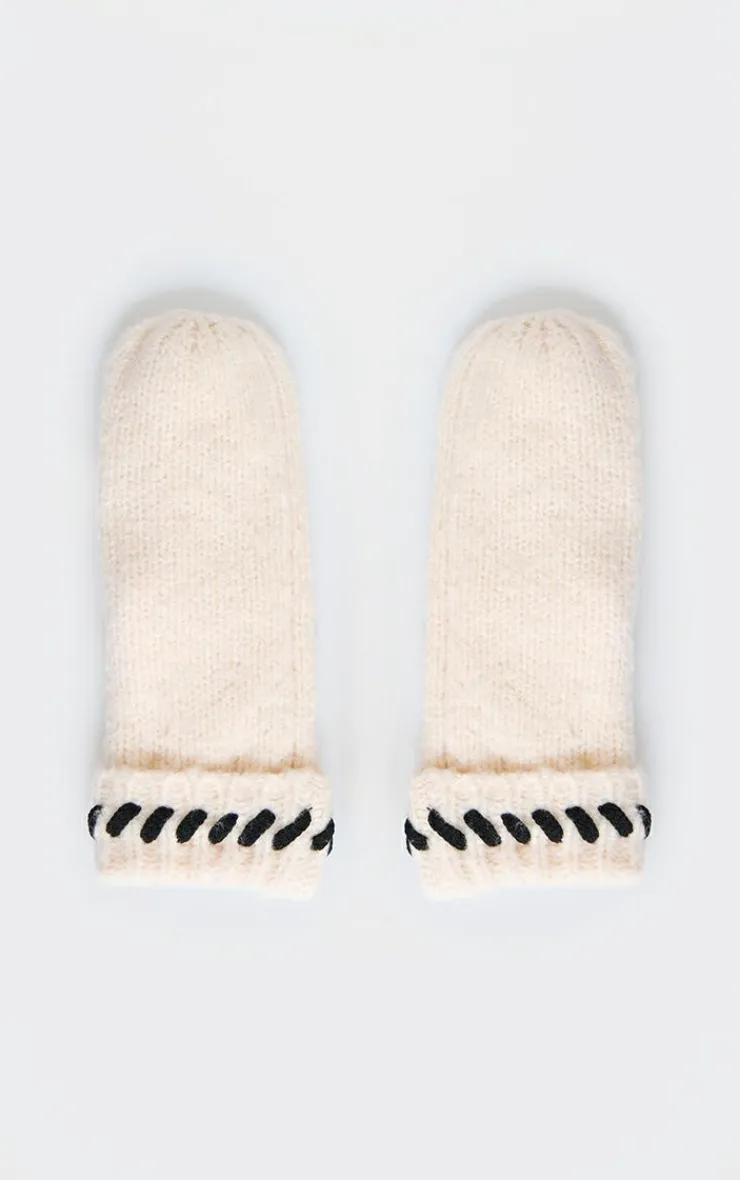 PrettyLittleThing Scarves & Gloves*Contrast Stitch Knit Mittens