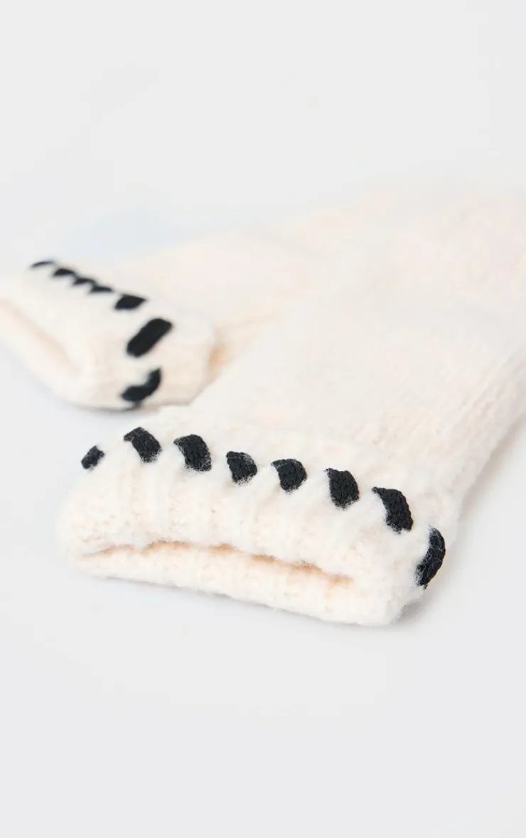 PrettyLittleThing Scarves & Gloves*Contrast Stitch Knit Mittens