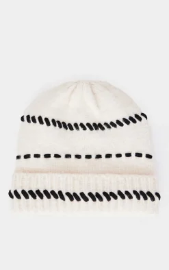 PrettyLittleThing Hats*Contrast Stitch Knit Beanie