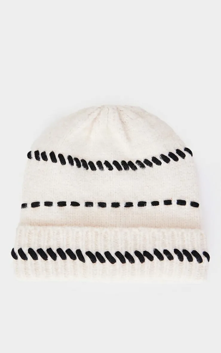 PrettyLittleThing Hats*Contrast Stitch Knit Beanie