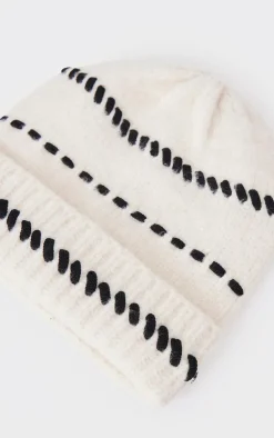 PrettyLittleThing Hats*Contrast Stitch Knit Beanie