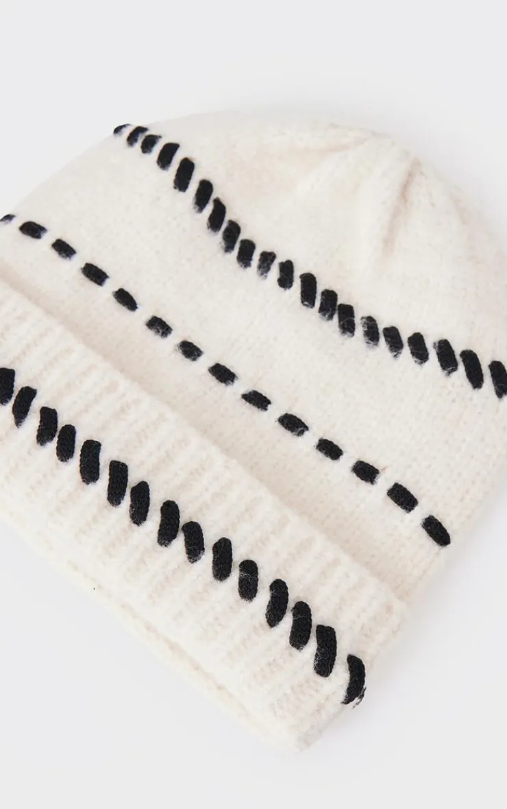 PrettyLittleThing Hats*Contrast Stitch Knit Beanie