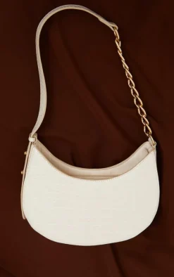 PrettyLittleThing Shoulder Bags*Croc Crescent Mixed Chain Strap Shoulder Bag