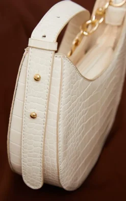 PrettyLittleThing Shoulder Bags*Croc Crescent Mixed Chain Strap Shoulder Bag