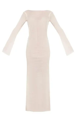 Cream Crochet Backless Maxi Beach Dress