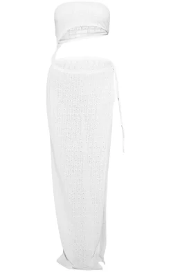 Cream Crochet Bandeau Cut Out Maxi Beach Dress