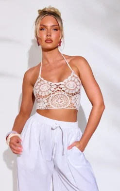 Cream Crochet Beach Bralette