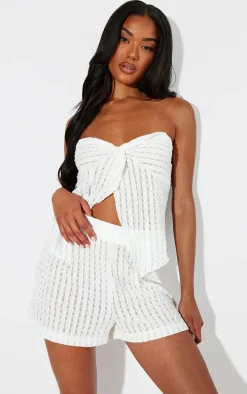 Cream Crochet Beach Shorts