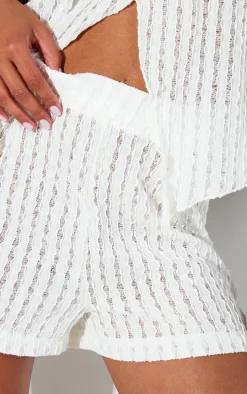 Cream Crochet Beach Shorts
