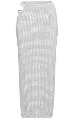Cream Crochet Cut Out Maxi Beach Skirt