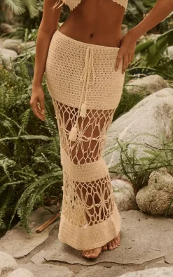 Cream Crochet Maxi Beach Skirt