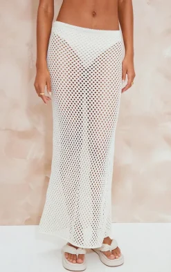 Cream Crochet Maxi Skirt