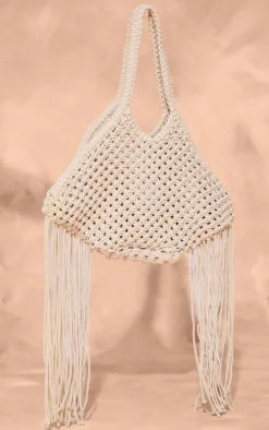 PrettyLittleThing Shoulder Bags*Crochet Shoulder Tassel Beach Bag
