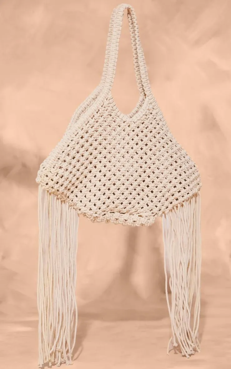 PrettyLittleThing Shoulder Bags*Crochet Shoulder Tassel Beach Bag