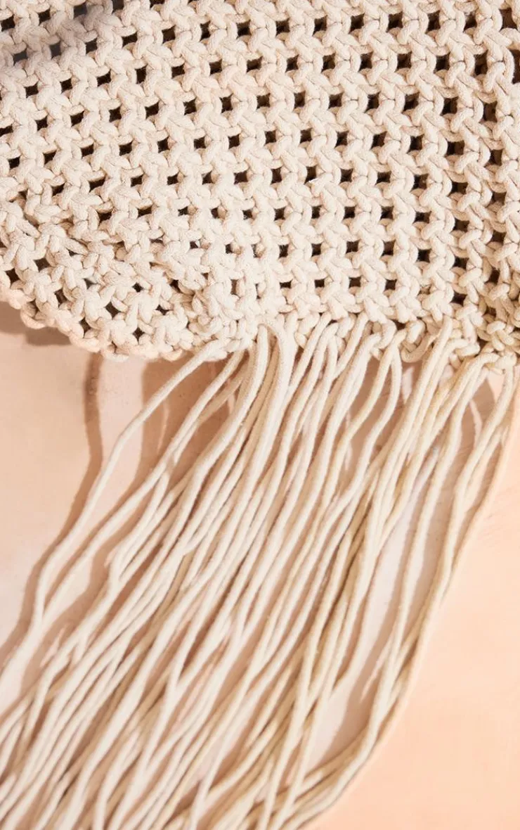 PrettyLittleThing Shoulder Bags*Crochet Shoulder Tassel Beach Bag