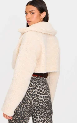 PrettyLittleThing Teddy Coats*Cropped Borg Zip Up Jacket
