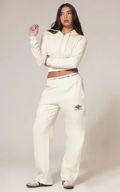 Cream Cropped Seam Detail Hoodie