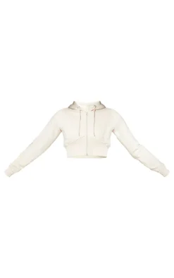 Cream Cropped Seam Detail Hoodie