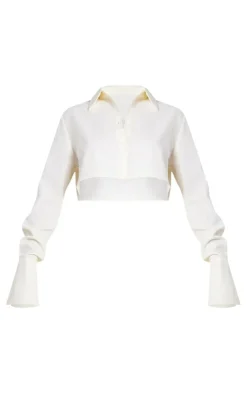Clearance PrettyLittleThing Cropped Shirt Cream