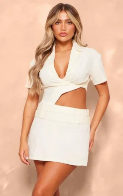 Cut Out Belted Short Sleeve Bodycon Dress-PrettyLittleThing Discount