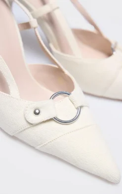 PrettyLittleThing Wide Fit Heels*Denim Buckle Sling Back High Stiletto Court Heels