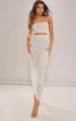 Devore Mesh Panel Bandeau Maxi Dress-PrettyLittleThing Discount