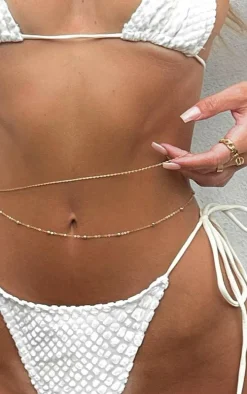Cream Devore Tie Side Bikini Bottoms