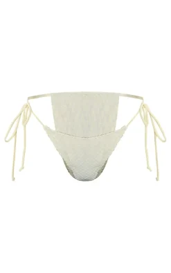 Cream Devore Tie Side Bikini Bottoms