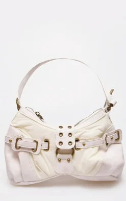 PrettyLittleThing Shoulder Bags*Distressed PU Nylon Detail Shoulder Bag