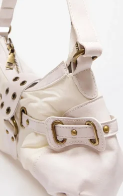 PrettyLittleThing Shoulder Bags*Distressed PU Nylon Detail Shoulder Bag