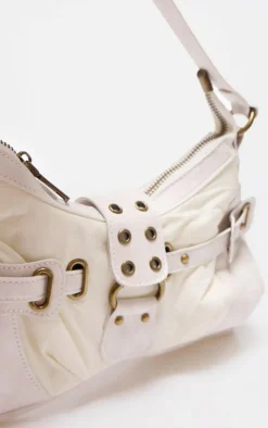 PrettyLittleThing Shoulder Bags*Distressed PU Nylon Detail Shoulder Bag