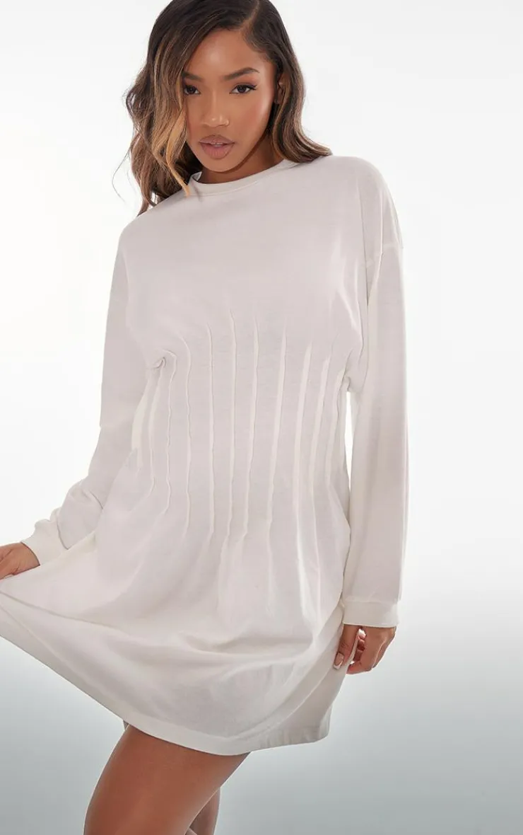 PrettyLittleThing Sweater Dresses*Distressed Seam Detail Slouchy Sweater Dress