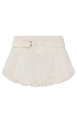 Double Belt Detail Puffball Mini Skirt-PrettyLittleThing New
