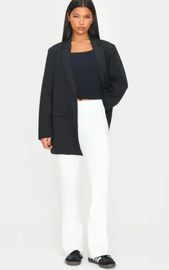 Cream Double Contour Jersey Flared Pants