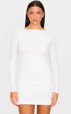 Double Contour Ruched Detail Bodycon Dress-PrettyLittleThing Online