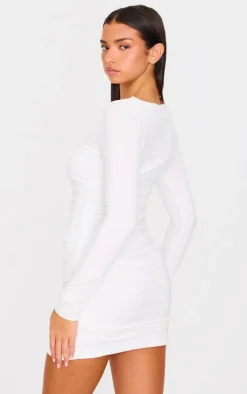 Double Contour Ruched Detail Bodycon Dress-PrettyLittleThing Online