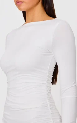 Double Contour Ruched Detail Bodycon Dress-PrettyLittleThing Online