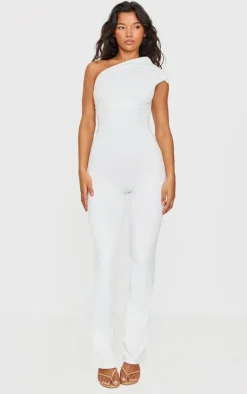 PrettyLittleThing Snatched*Double Layer Contour Jersey Asymmetric Ruched Detail Jumpsuit