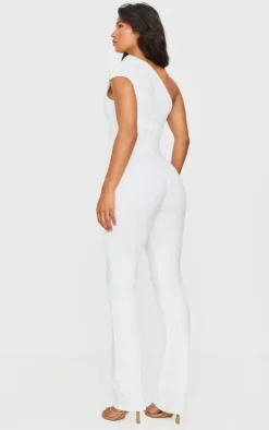 PrettyLittleThing Snatched*Double Layer Contour Jersey Asymmetric Ruched Detail Jumpsuit
